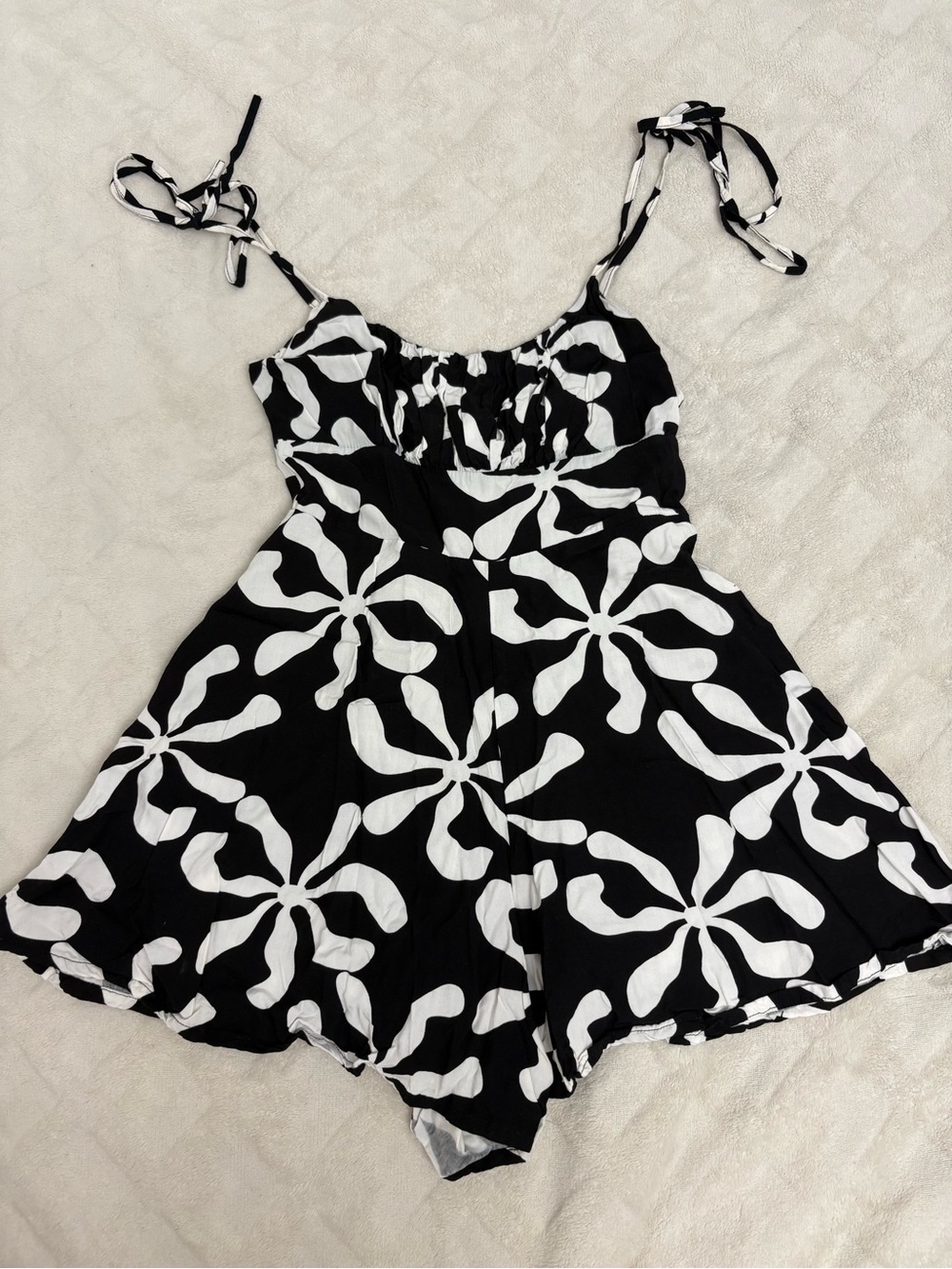 Black Floral Tie-Strap Romper